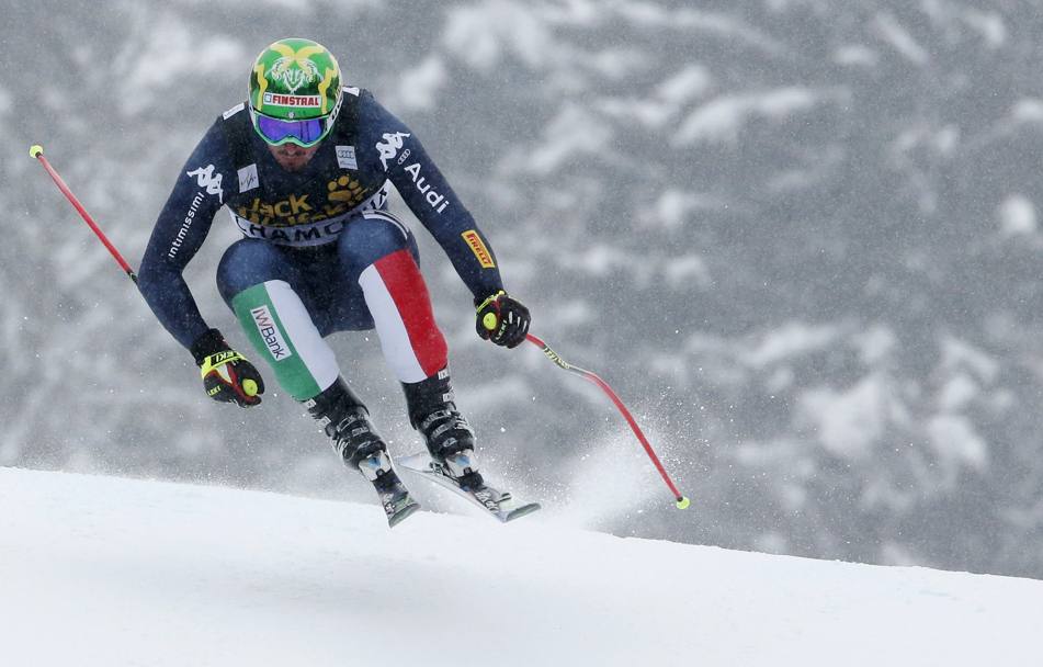 L&#39;italiano Dominik Paris nella prova di discesa libera maschile della Coppa del Mondo di sci a Les Houches, vicino Chamonix, (Reuters)